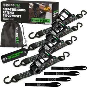 Rhino USA Ratchet Tie Down Straps 1.6" x 8' (4-Pack)