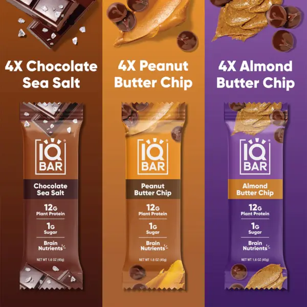 IQBAR Plant Protein Bars – Chocolate Lovers Variety Pack 12-Count