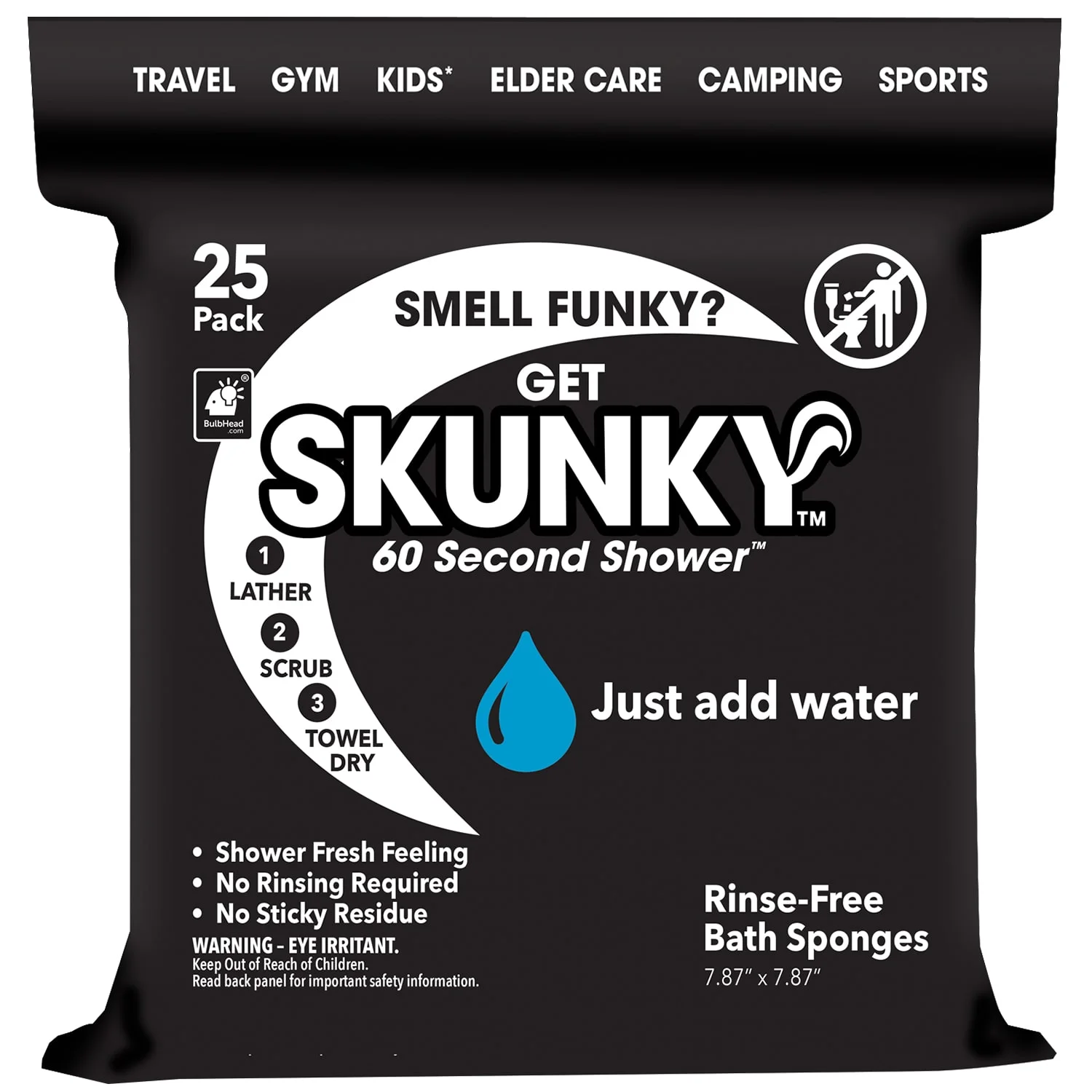 Skunky No Rinse Bathing Wipes – 25 Count